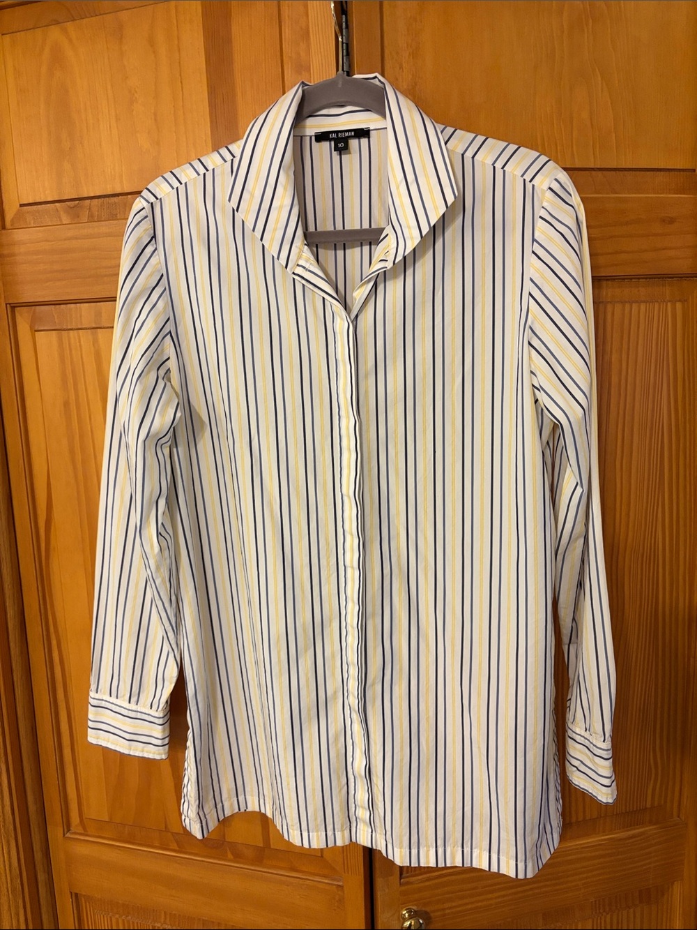 Kal Rieman Long Button Down Tunic Shirt 100% Cotton Size 10 Like New